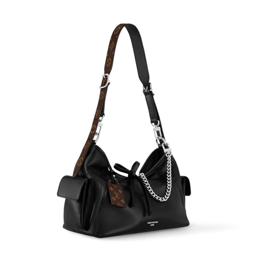 Louis Vuitton Carryall Cargo Vibe Black Bag Silver Chain Accent COA full set - Picture 2 of 12